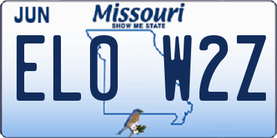 MO license plate EL0W2Z