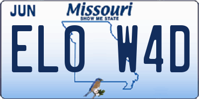 MO license plate EL0W4D