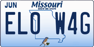 MO license plate EL0W4G