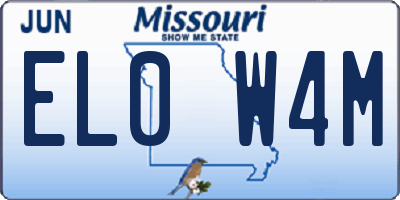 MO license plate EL0W4M