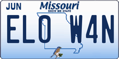 MO license plate EL0W4N