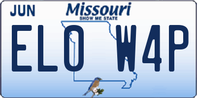MO license plate EL0W4P