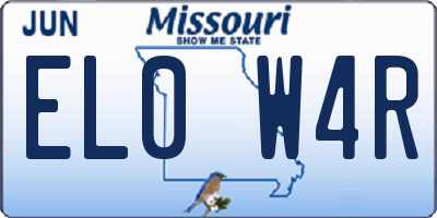 MO license plate EL0W4R