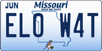 MO license plate EL0W4T
