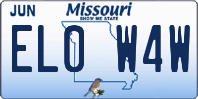 MO license plate EL0W4W