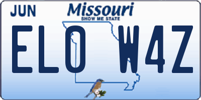MO license plate EL0W4Z