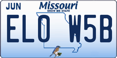MO license plate EL0W5B