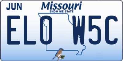 MO license plate EL0W5C