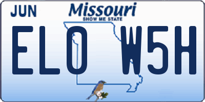 MO license plate EL0W5H