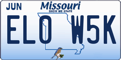 MO license plate EL0W5K