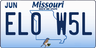 MO license plate EL0W5L