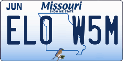 MO license plate EL0W5M