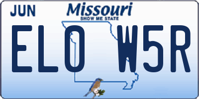 MO license plate EL0W5R