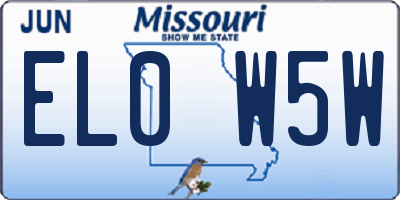 MO license plate EL0W5W
