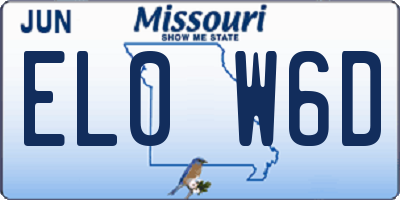 MO license plate EL0W6D