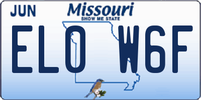 MO license plate EL0W6F