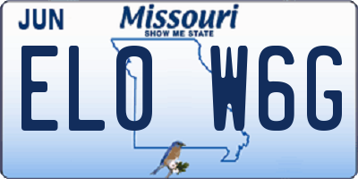 MO license plate EL0W6G