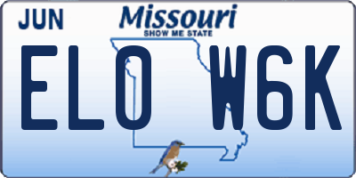 MO license plate EL0W6K