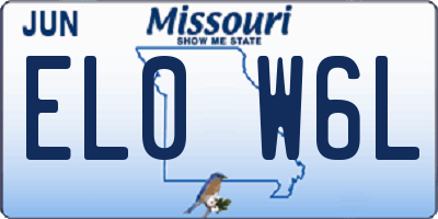 MO license plate EL0W6L