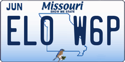 MO license plate EL0W6P