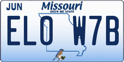 MO license plate EL0W7B