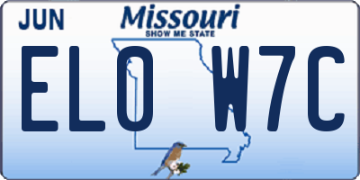 MO license plate EL0W7C