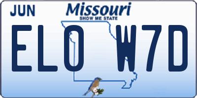 MO license plate EL0W7D