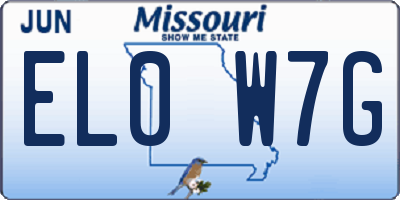 MO license plate EL0W7G