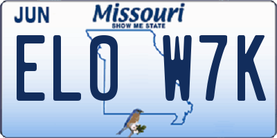 MO license plate EL0W7K