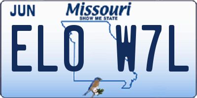 MO license plate EL0W7L