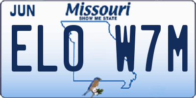 MO license plate EL0W7M