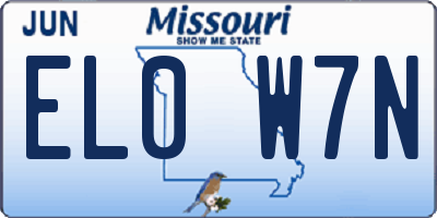 MO license plate EL0W7N