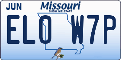 MO license plate EL0W7P