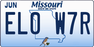MO license plate EL0W7R