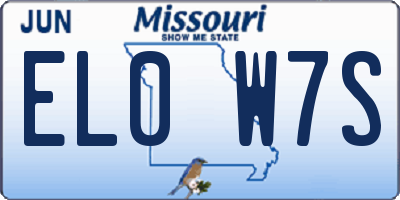 MO license plate EL0W7S