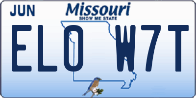 MO license plate EL0W7T