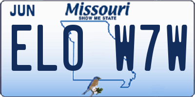 MO license plate EL0W7W