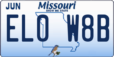 MO license plate EL0W8B