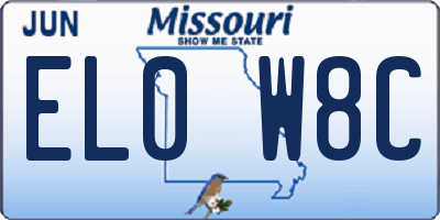 MO license plate EL0W8C