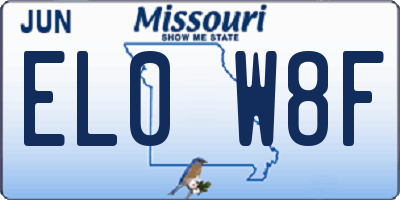 MO license plate EL0W8F