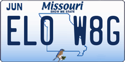 MO license plate EL0W8G