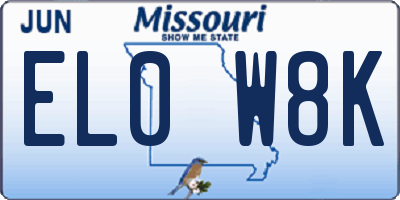 MO license plate EL0W8K