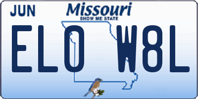 MO license plate EL0W8L