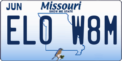 MO license plate EL0W8M