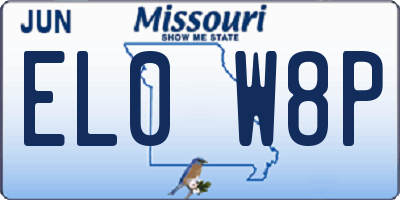 MO license plate EL0W8P