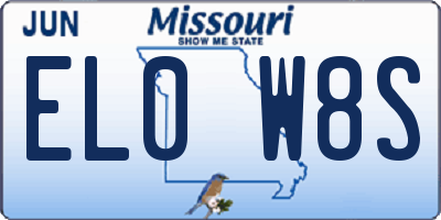 MO license plate EL0W8S