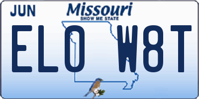 MO license plate EL0W8T