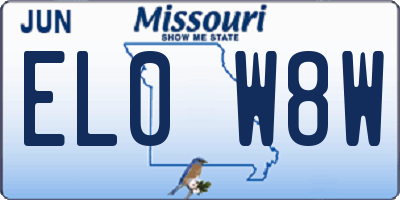 MO license plate EL0W8W
