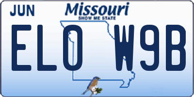 MO license plate EL0W9B