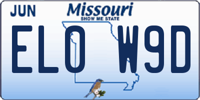MO license plate EL0W9D